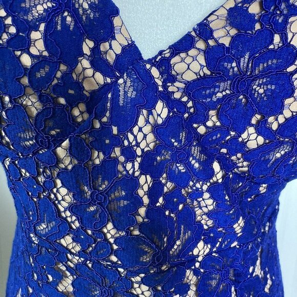 Lulu’s ‘She’s a Knockout’ Cobalt Blue Lace Lined Bodycon Sleeveless Dress-M - Picture 9 of 16